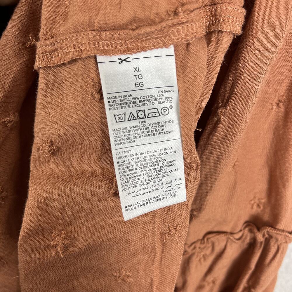 Old Navy Sleeveless Midi Dress XL Easter Smock Orange Smocked Tiered Ruffle - Picture 7 of 11